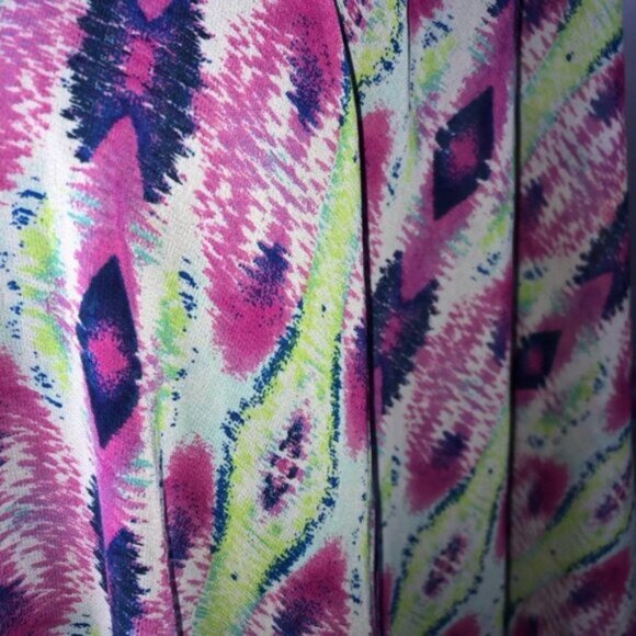 Band of Gypsies Coverup Kimono S/M Abstract Purple Green Polyester Semi Sheer - Picture 3 of 5